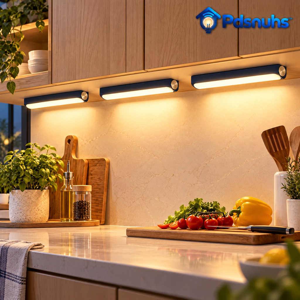 Pdsnuhs™ Smart Under-Cabinet Light Bars, 3-Pack in use