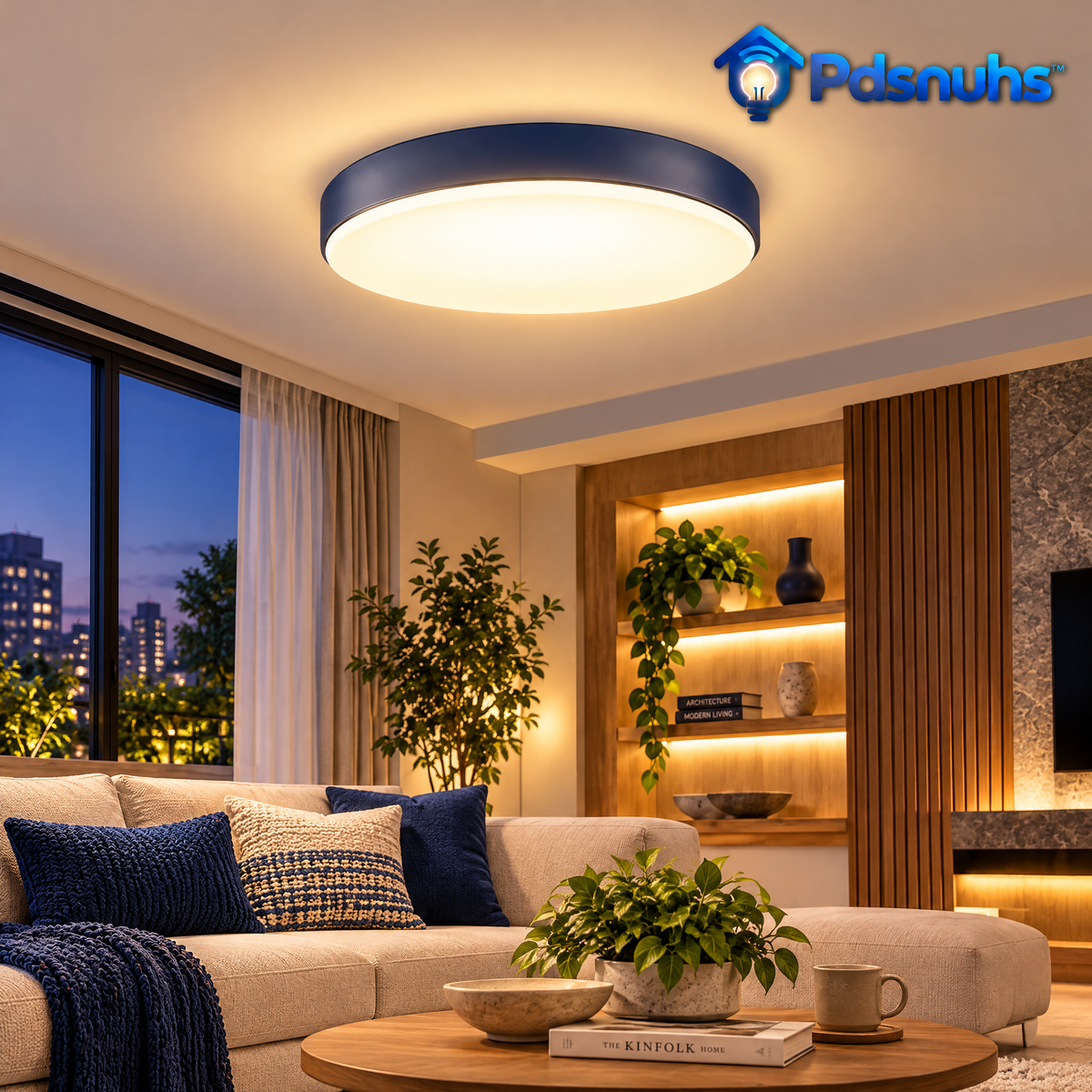 Pdsnuhs™ Smart LED Flush Mount Ceiling Light installed