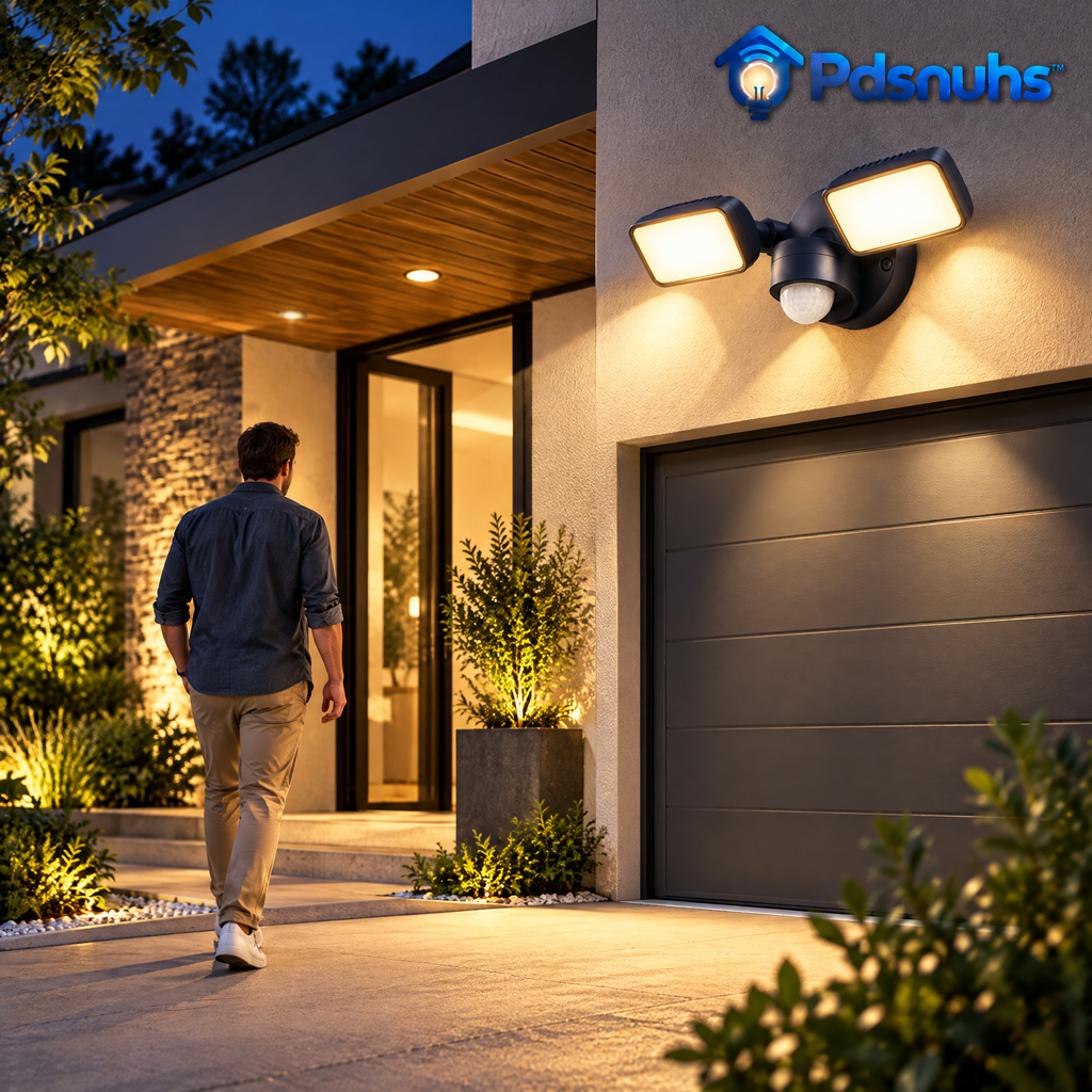 Pdsnuhs™ Dual-Head Smart Motion Floodlight installed