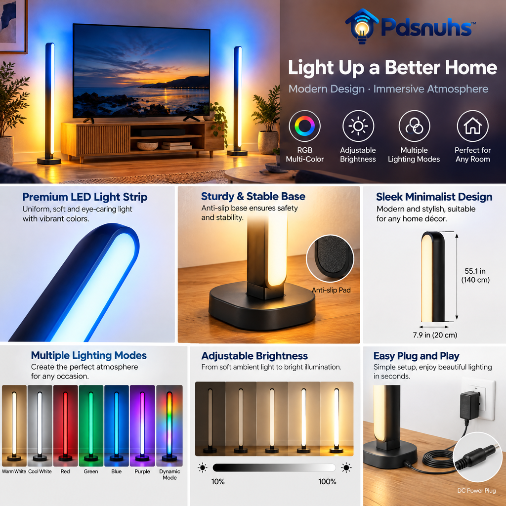Pdsnuhs™ Smart TV Ambient Light Bars, 2-Pack features